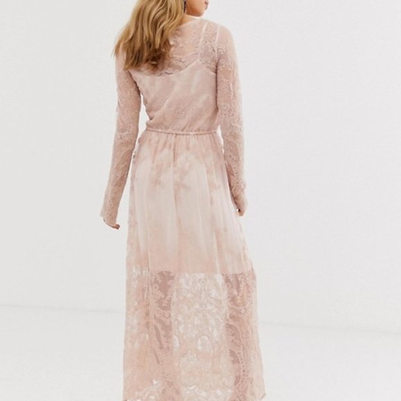 Sheer Lace Pink Amy Lynn Dress Overlay Small - Picture 2 of 10